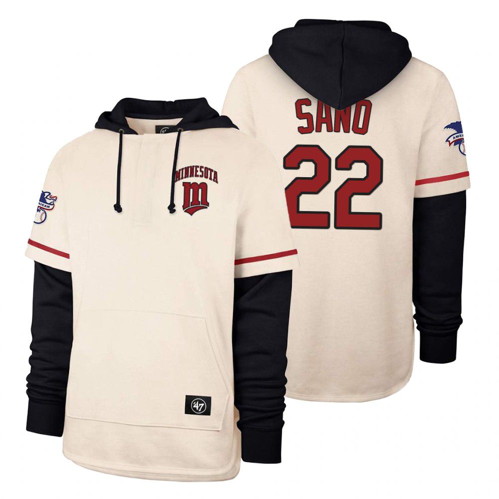 Men Minnesota Twins #22 Sano Cream 2021 Pullover Hoodie MLB Jersey